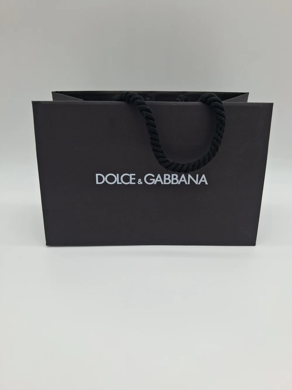DOLCE & GABBANA Black Luxury Shopping Gift Bag White Logo Rope Handles EUC